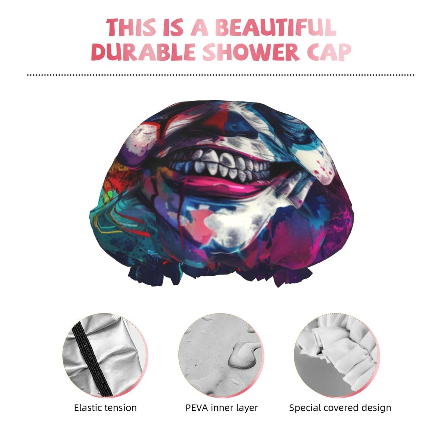 Colorful Splatter Art Shower Cap (Fits Most Head Sizes, 10.6in x 4.3in)