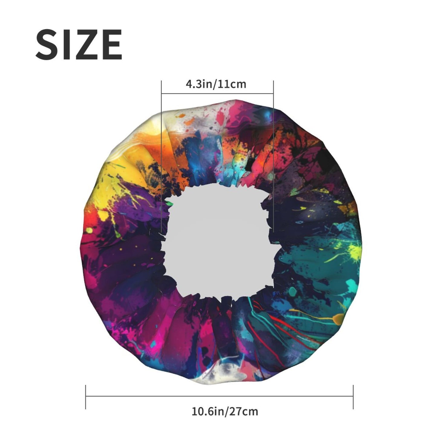 Colorful Splatter Art Shower Cap (Fits Most Head Sizes, 10.6in x 4.3in)