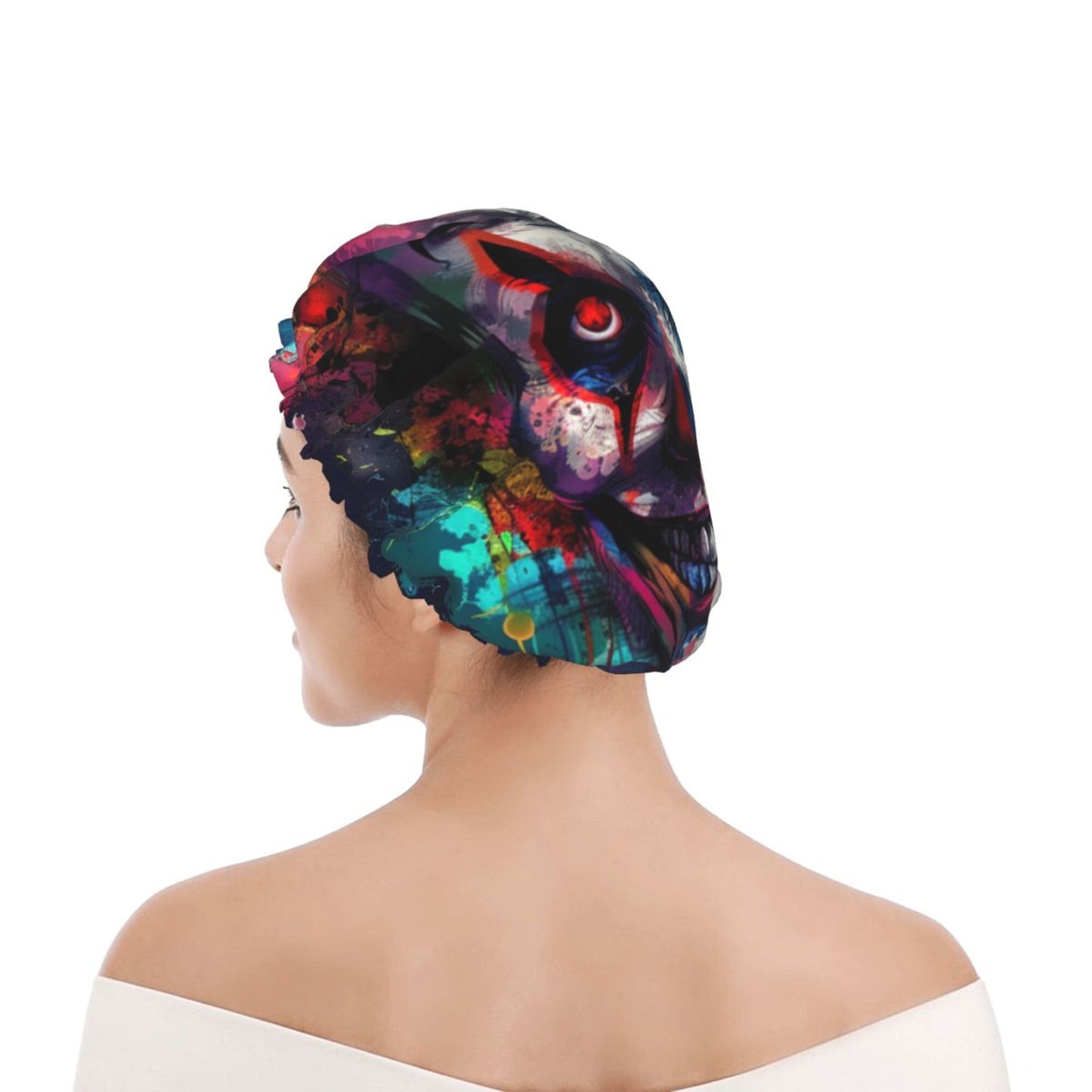 Colorful Splatter Art Shower Cap (Fits Most Head Sizes, 10.6in x 4.3in)