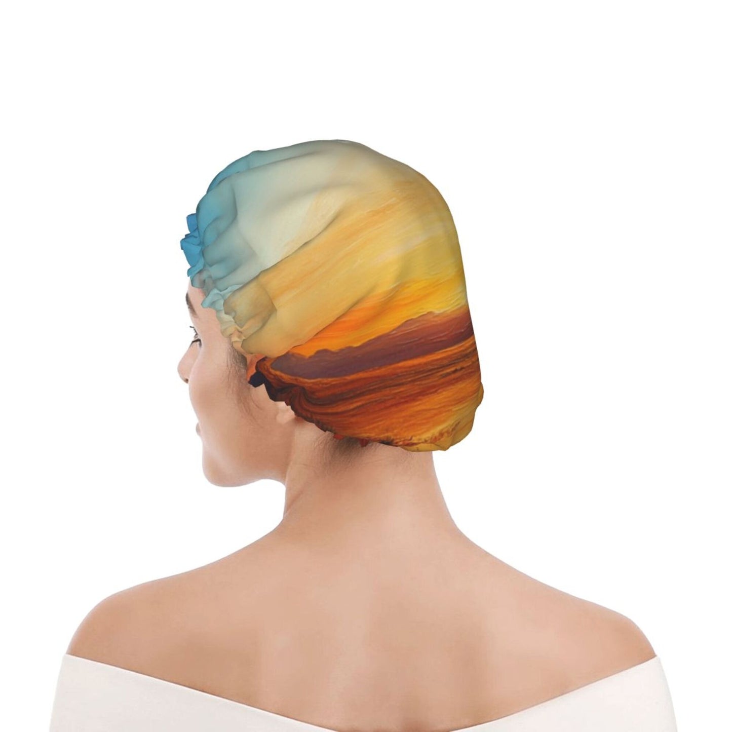 Mountain View Art Shower Cap (Fits Most Head Sizes, 10.6in x 4.3in)