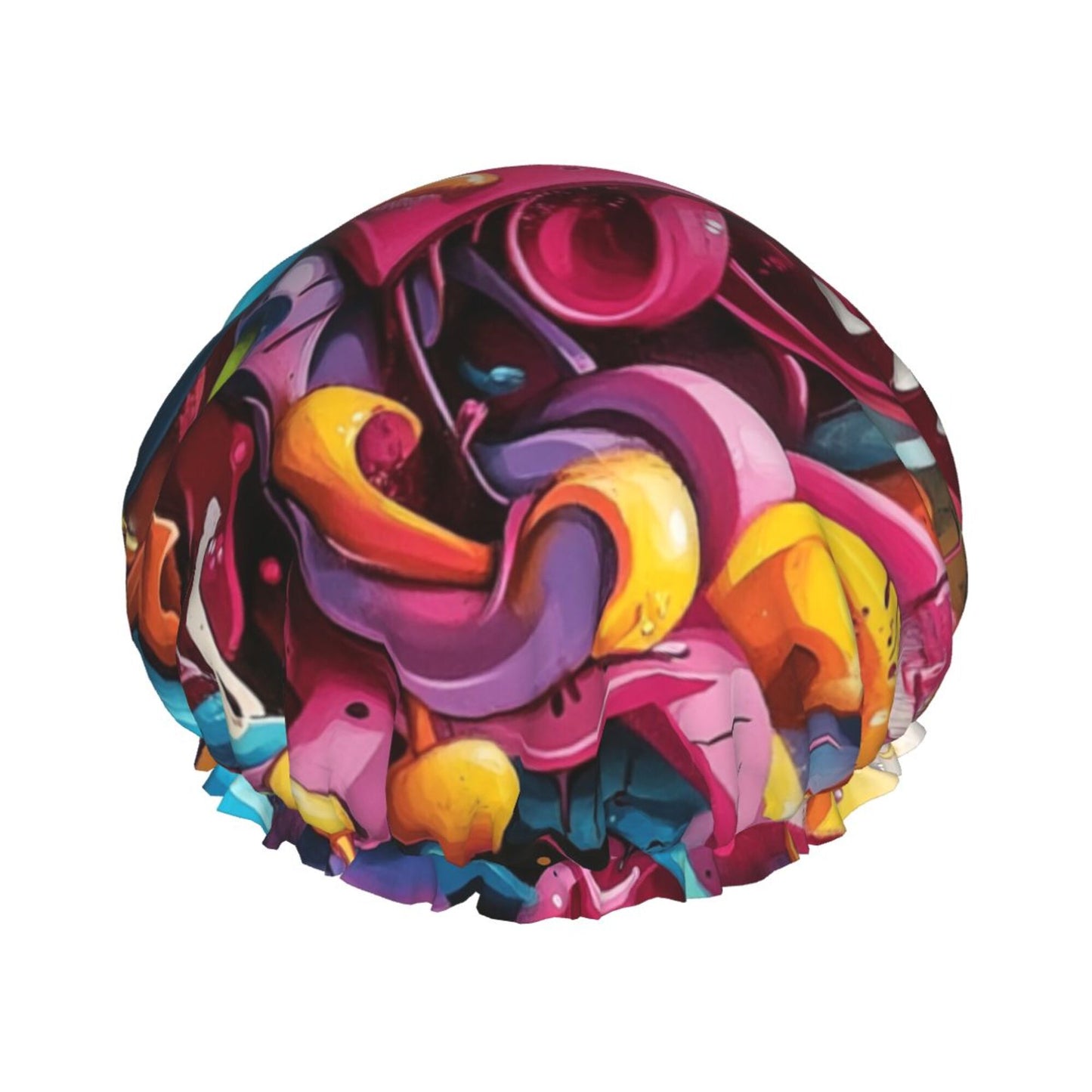 Colorful Art Splatter Shower Cap (Fits Most Head Sizes, 10.6in x 4.3in)