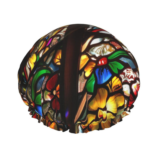 Stained Glass Art Shower Cap (Fits Most Head Sizes, 10.6in x 4.3in)