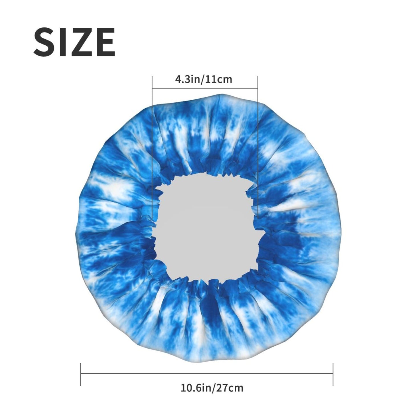 Ink Blue Pattern Shower Cap (Fits Most Head Sizes, 10.6in x 4.3in)