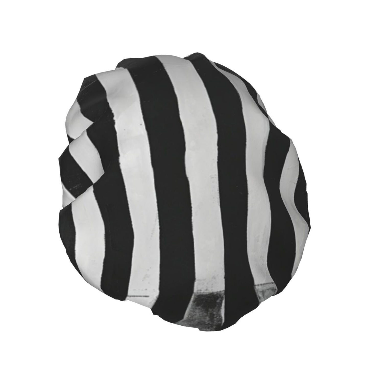 Black and White Striped Shower Cap (Fits Most Head Sizes, 10.6in x 4.3in)