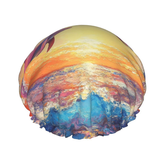 Colorful Abstract Shower Cap (Fits Most Head Sizes, 10.6in x 4.3in)