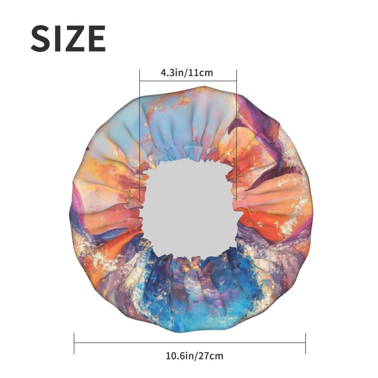 Colorful Abstract Shower Cap (Fits Most Head Sizes, 10.6in x 4.3in)