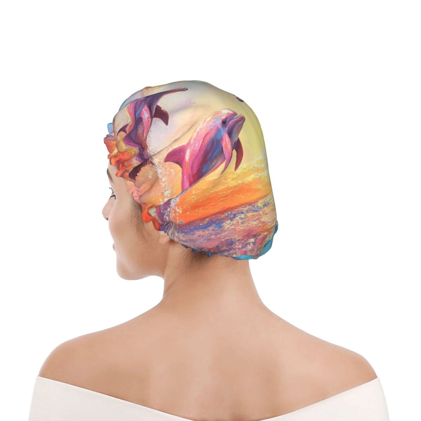 Colorful Abstract Shower Cap (Fits Most Head Sizes, 10.6in x 4.3in)