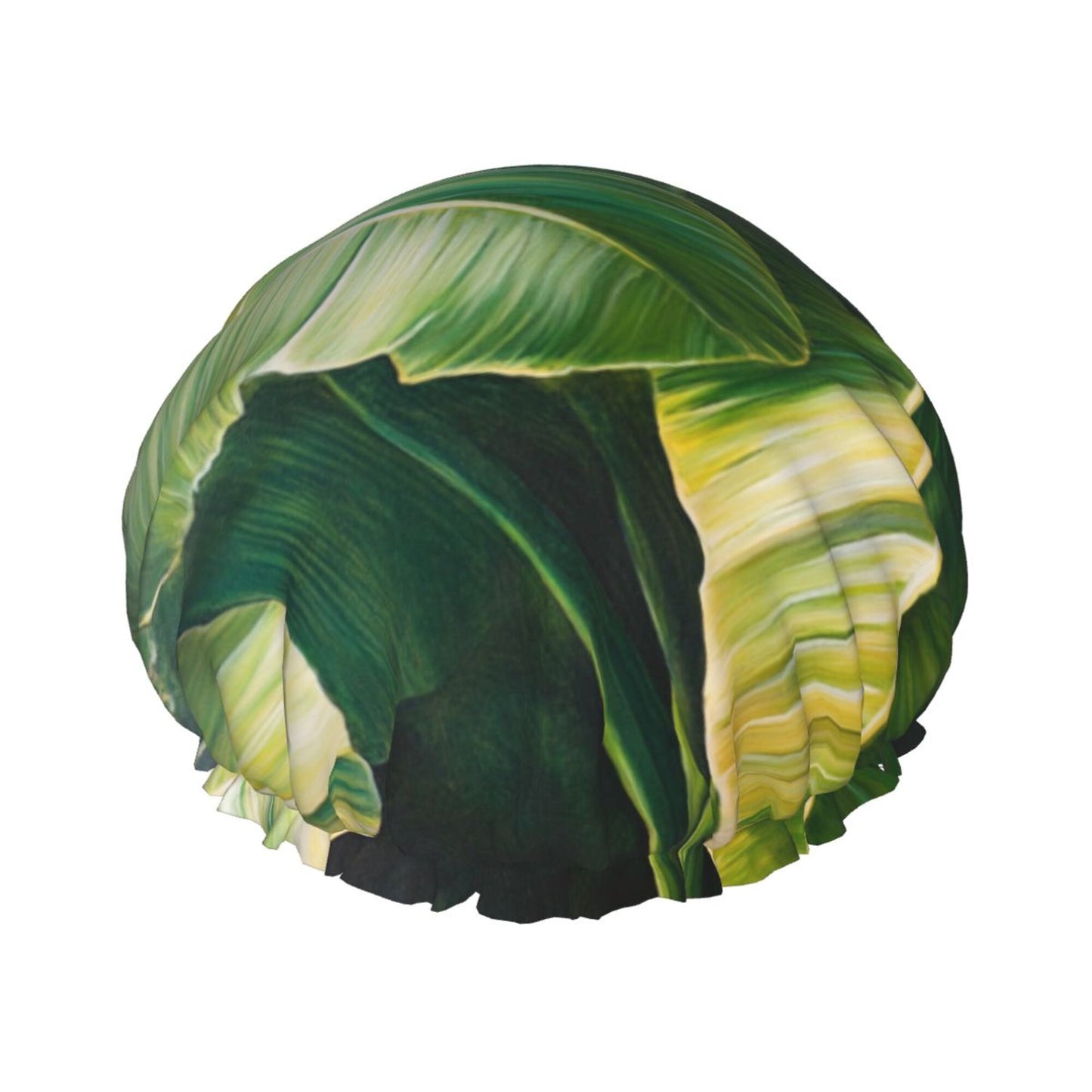 Green Leaf Shower Cap (Fits Most Head Sizes, 10.6in x 4.3in)