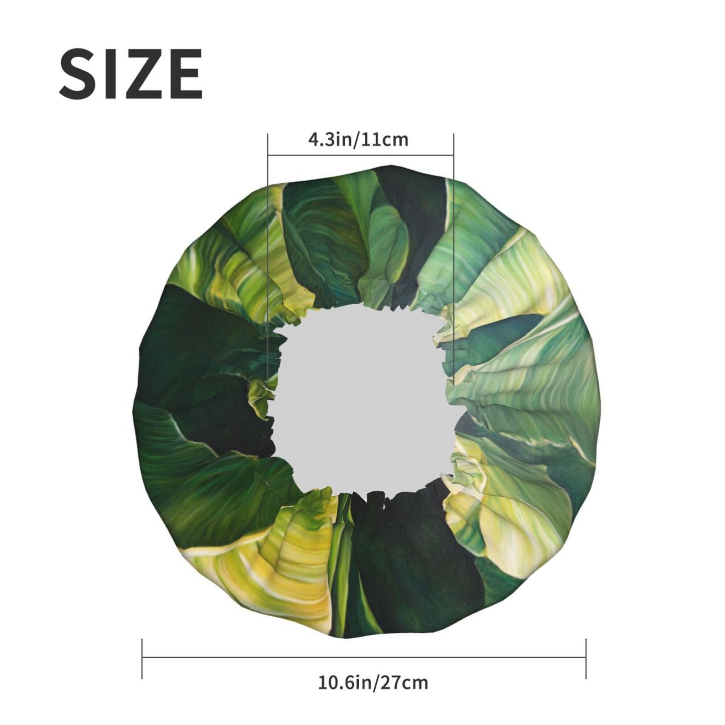 Green Leaf Shower Cap (Fits Most Head Sizes, 10.6in x 4.3in)