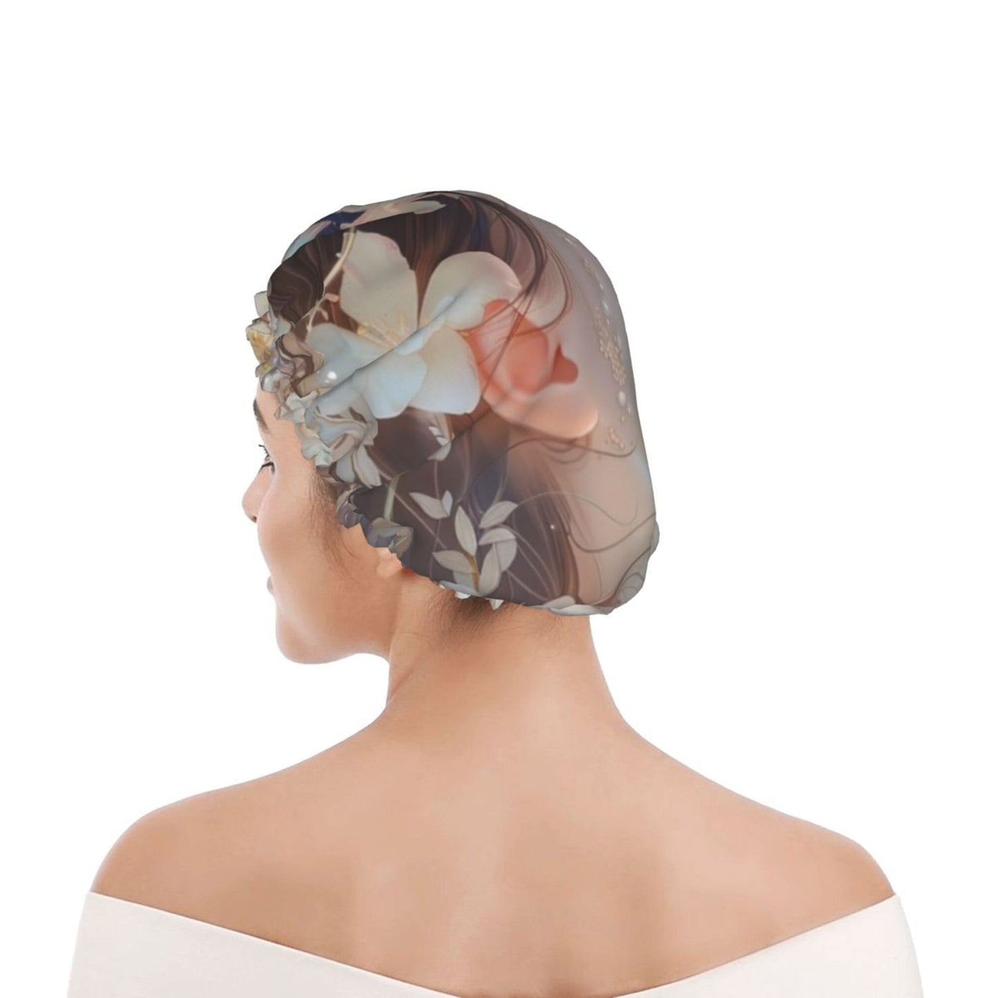 Floral Shower Cap (Fits Most Head Sizes, 10.6in x 4.3in)